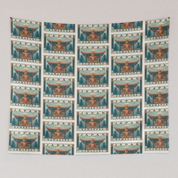 Item preview, Vintage Japan Kamakura Great Buddha Postage Stamp Vector designed and sold by Shutter-Dragon.