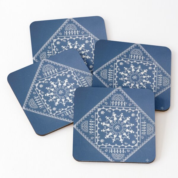 Item preview, Indigo Mandala with Tribal Figures designed and sold by Galaxydesignhub.