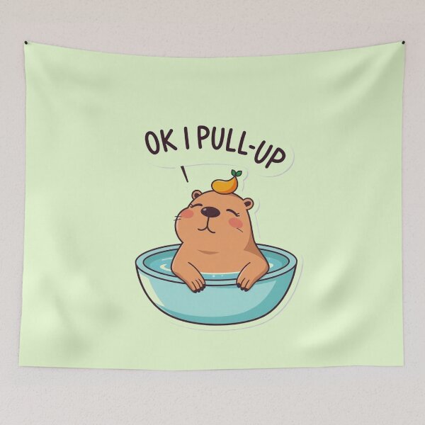 Item preview, OK I Pull Up Funny Capybara Hot Tub Art designed and sold by Fine-Arts-Lab.
