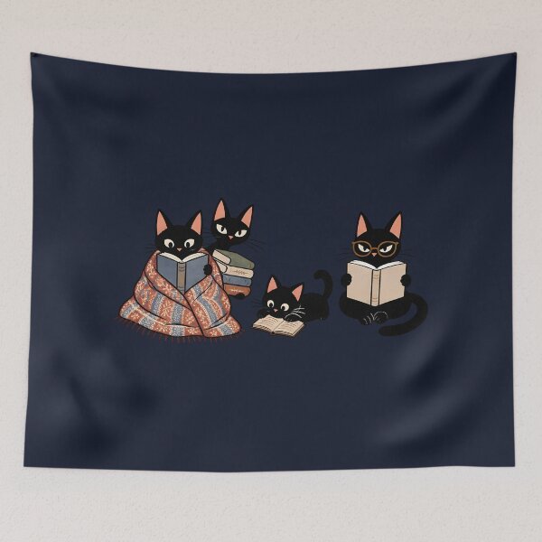 Item preview, Black Cat Book Lover Cozy Vintage Bookish Illustration designed and sold by Artycom.