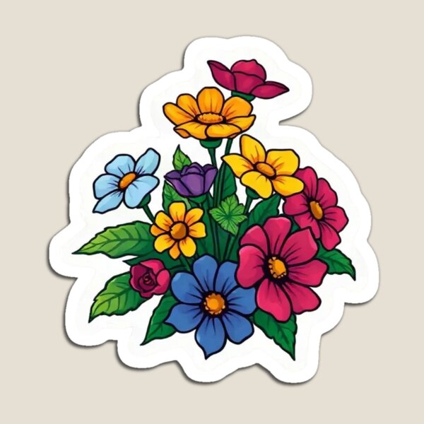 Item preview, Colorful Flower Bouquet Sticker – Cute Floral Botanical Sticker for Flower Lovers designed and sold by surbhiArt.