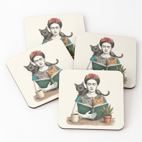 Item preview,  Frida Kahlo Reading  Book Cats designed and sold by TeeARTHY.