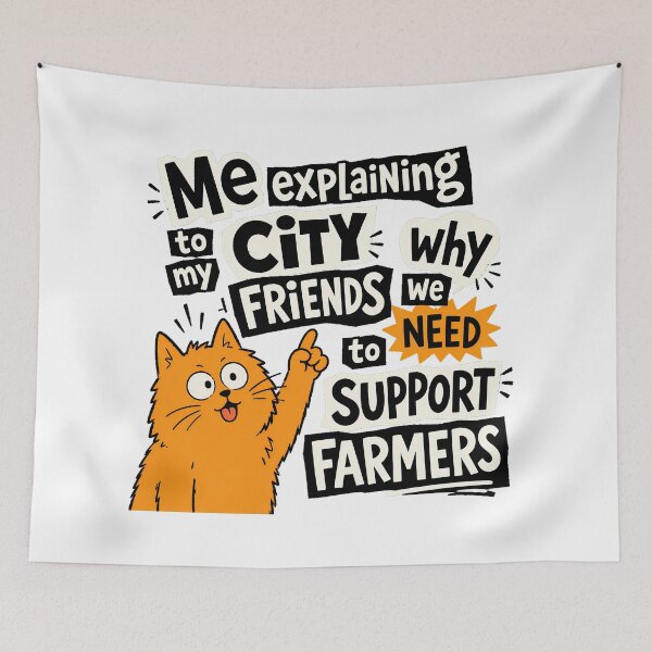 Item preview, Support Farmers Orange Cat Explaining Homesteader designed and sold by nortowelcomics.