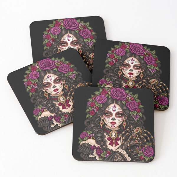 Item preview, Catrina with Spider – Violet Green Gothic Familiar designed and sold by Lichtisign.