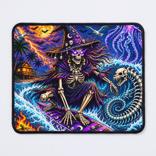 Item preview, Haunted Wave Society Ride The Curse Skeleton Witch Surfing Halloween designed and sold by Danh Style.