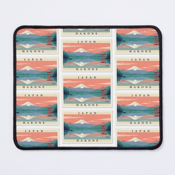 Item preview, Vintage Japan Hakone Lake Ashi Mount Fuji Postage Stamp Vector designed and sold by Shutter-Dragon.
