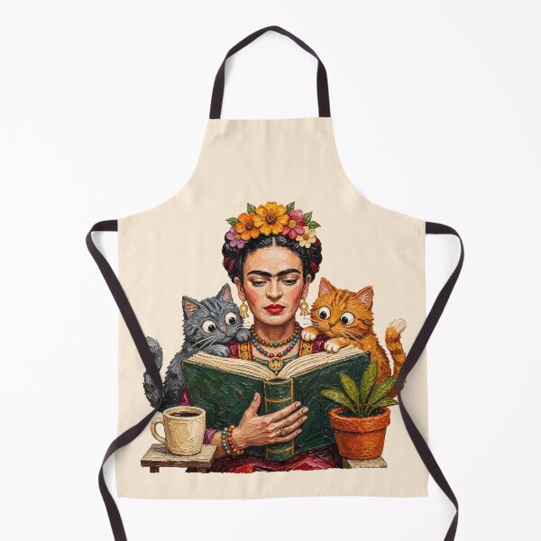 Item preview,  Frida Kahlo Reading  Book Cats Oil painting designed and sold by TeeARTHY.
