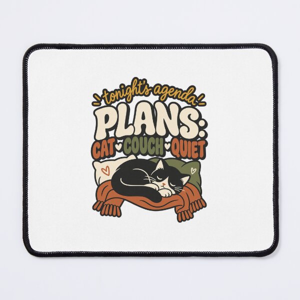 Item preview, Retro Cat Lover Graphic Design | "Tonight's Agenda: Cat Couch Quiet" Cozy Introvert Art designed and sold by Little Joy Market.