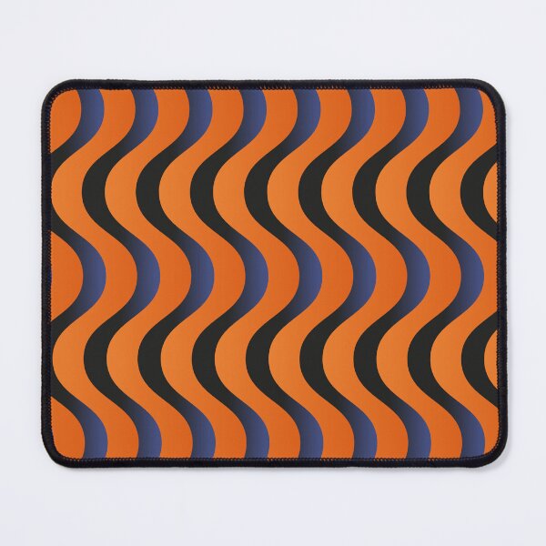 Item preview, Retro 70s Wavy Stripe Pattern - Orange and Dark Blue Groovy Optical Waves designed and sold by Caterina@.