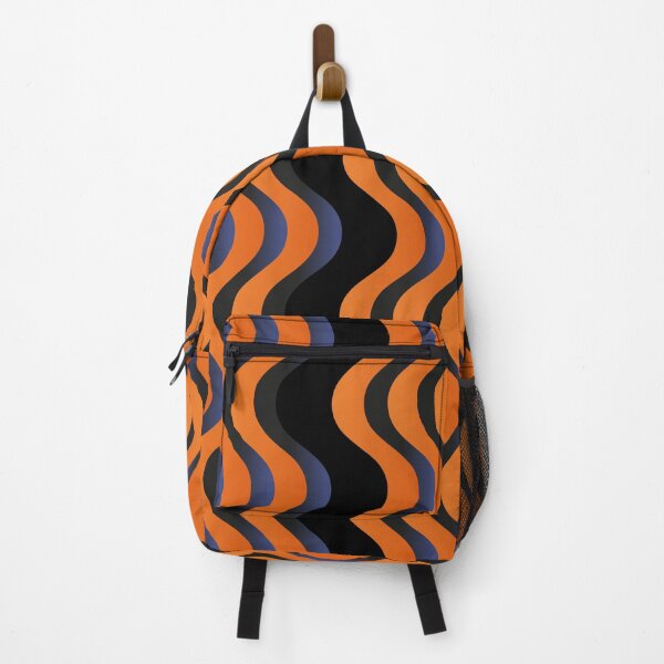 Item preview, Retro 70s Wavy Stripe Pattern - Orange and Dark Blue Groovy Optical Waves designed and sold by Caterina@.