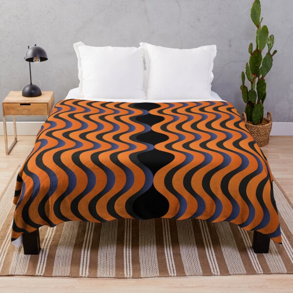 Item preview, Retro 70s Wavy Stripe Pattern - Orange and Dark Blue Groovy Optical Waves designed and sold by Caterina@.