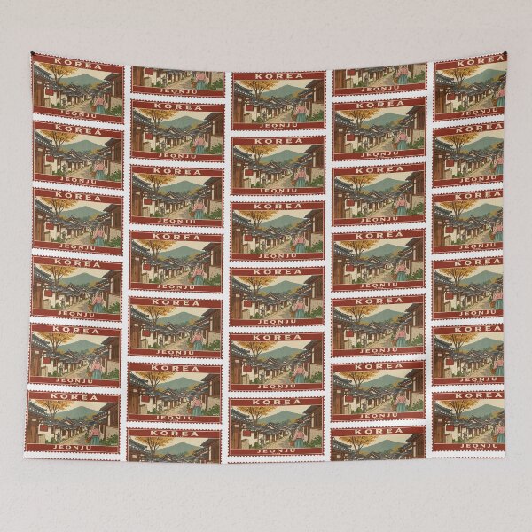 Item preview, Vintage Korea Jeonju Hanok Village Postage Stamp Vector designed and sold by Shutter-Dragon.