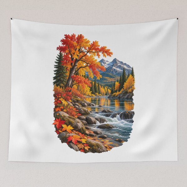 Item preview, Autumn River Mountain Landscape Fall Foliage designed and sold by RockitBaby.