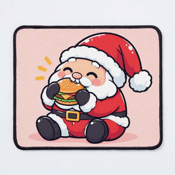Item preview, Funny Kawaii Santa Eating a Burger – Cute Christmas Food Lover designed and sold by mayatA-rt.