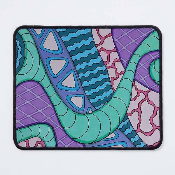Item preview, Abstract Psychedelic Pattern — Mint, Purple & Blue Hand-Drawn Art designed and sold by WonderwildArt.