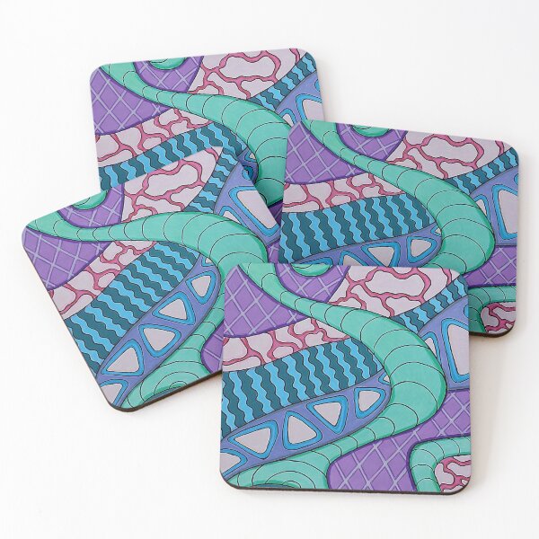 Item preview, Abstract Psychedelic Pattern — Mint, Purple & Blue Hand-Drawn Art designed and sold by WonderwildArt.