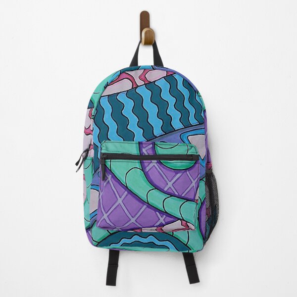 Item preview, Abstract Psychedelic Pattern — Mint, Purple & Blue Hand-Drawn Art designed and sold by WonderwildArt.