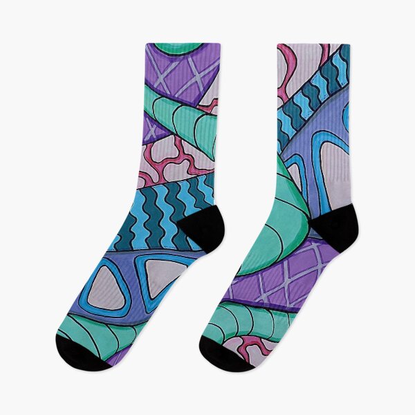 Item preview, Abstract Psychedelic Pattern — Mint, Purple & Blue Hand-Drawn Art designed and sold by WonderwildArt.