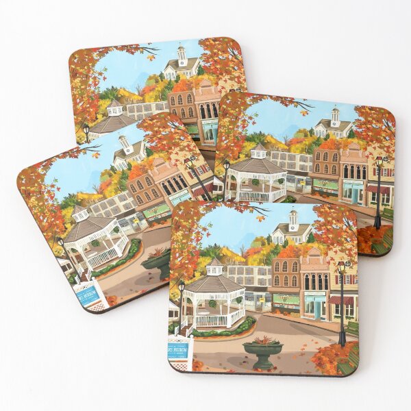 Item preview, Autumn Town Square designed and sold by COFFEEWITHARTS.