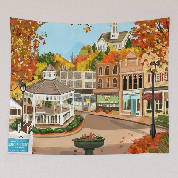 Item preview, Autumn Town Square designed and sold by COFFEEWITHARTS.