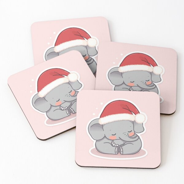 Item preview, Baby Elephant Sleeping in Santa Hat Kawaii Cartoon Christmas designed and sold by mayatA-rt.