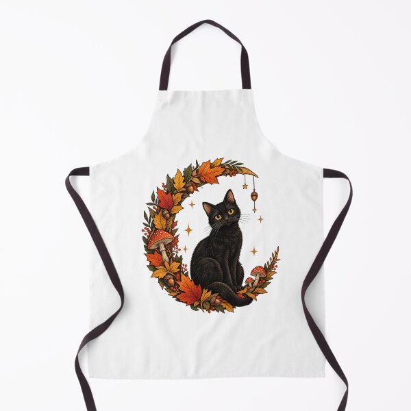 Item preview, Black Cat Autumn Harvest – Gothic Fall Nature Illustration designed and sold by  ADBIB Design.