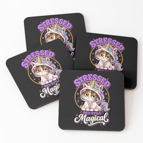 Item preview, Stressed But Still Magical Angry Unicorn Cat designed and sold by RatherCreative.
