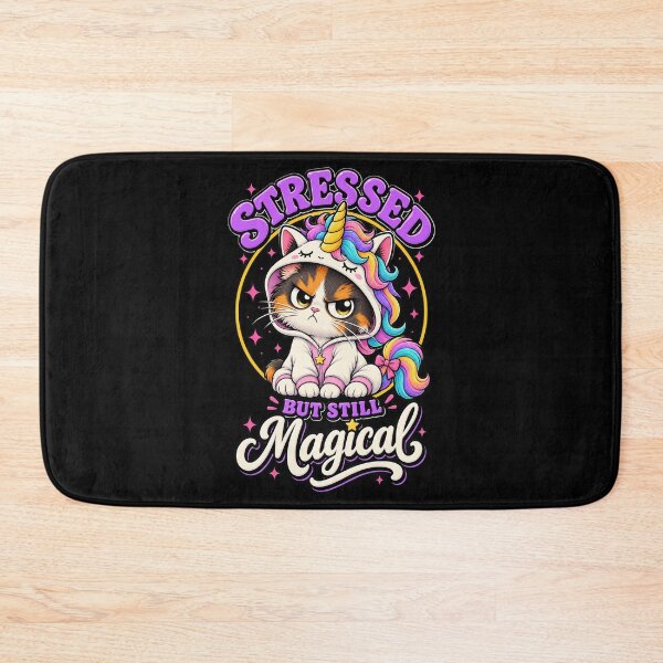 Item preview, Stressed But Still Magical Angry Unicorn Cat designed and sold by RatherCreative.