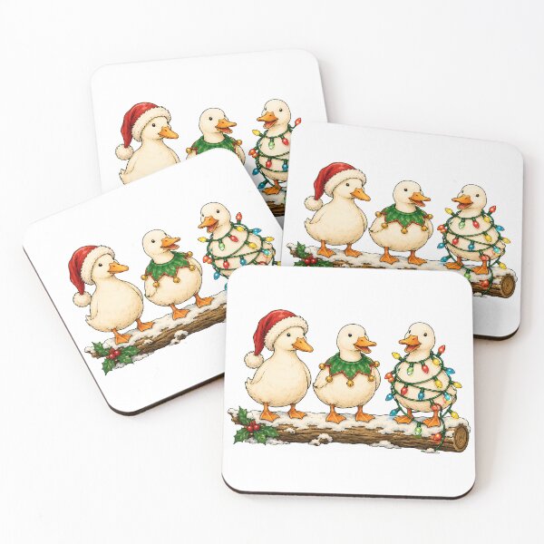 Item preview, Christmas Ducklings Santa Hat Duck Trio Winter designed and sold by nortowelcomics.