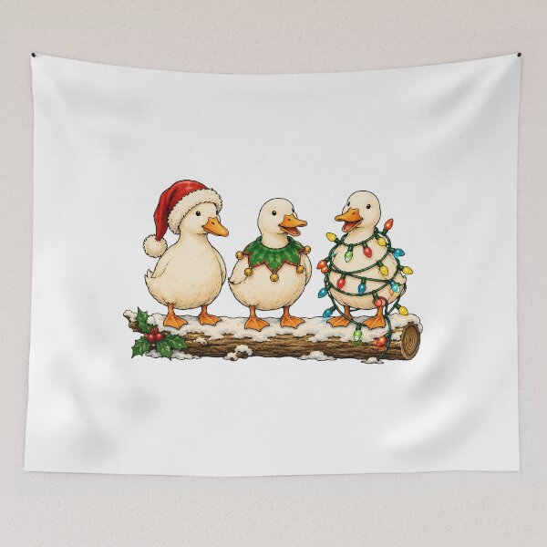 Item preview, Christmas Ducklings Santa Hat Duck Trio Winter designed and sold by nortowelcomics.