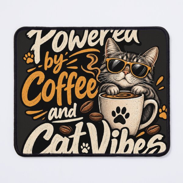 Item preview, Powered by Coffee and Cat Vibes – Vintage Cat Coffee designed and sold by ViresPaws.