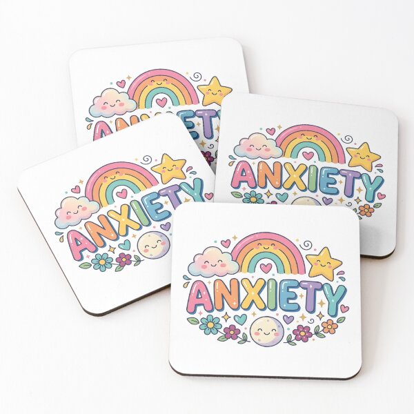 Item preview, Cute Anxiety Vinyl Sticker | Kawaii Mental Health Quote Decal | Relatable Pastel Rainbow Sticker | Funny Self Care Laptop & Water Bottle Decor designed and sold by SergioMiklos.