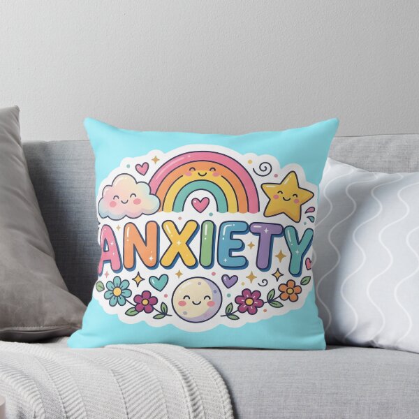 Item preview, Cute Anxiety Vinyl Sticker | Kawaii Mental Health Quote Decal | Relatable Pastel Rainbow Sticker | Funny Self Care Laptop & Water Bottle Decor designed and sold by SergioMiklos.