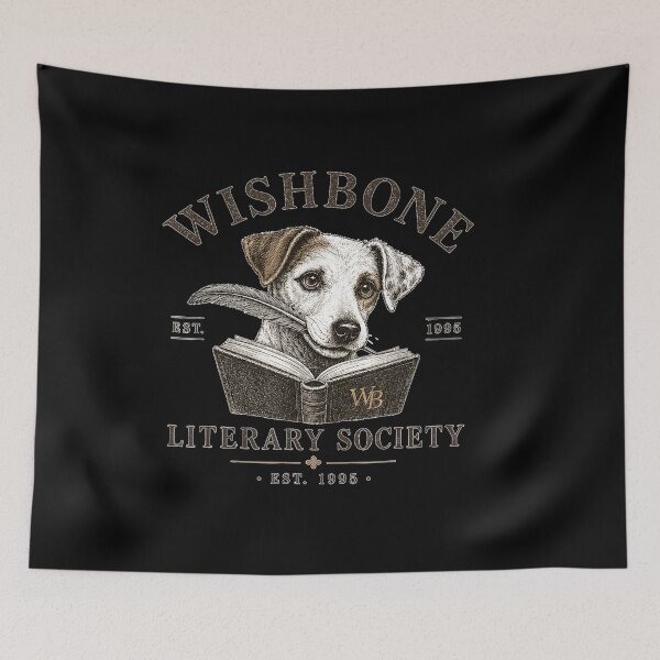Item preview, Wishbone Literary Society Vintage Book Lover Dog  designed and sold by GalenoHenley.