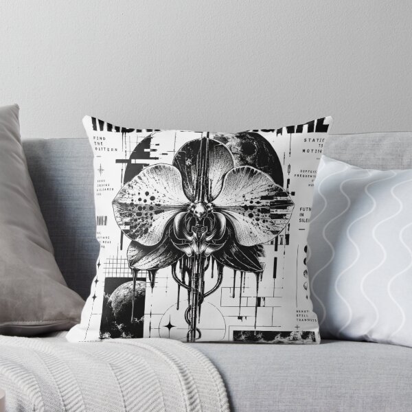 Item preview, Midnight Signal – Cyber Orchid Futuristic Black and White Graphic designed and sold by TETHER007.