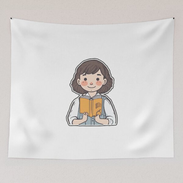 Item preview, Bookworm – Cute girl with book | Reading illustration designed and sold by Glowfy.