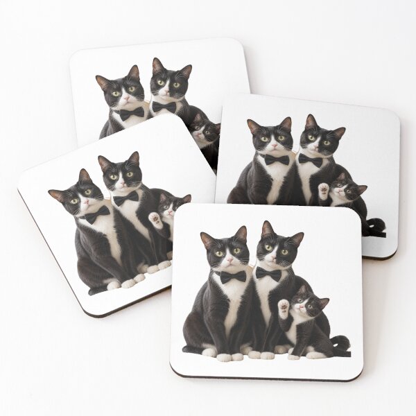 Item preview, A beautiful family of Tuxedo Cats designed and sold by GoodPlaceToShop.