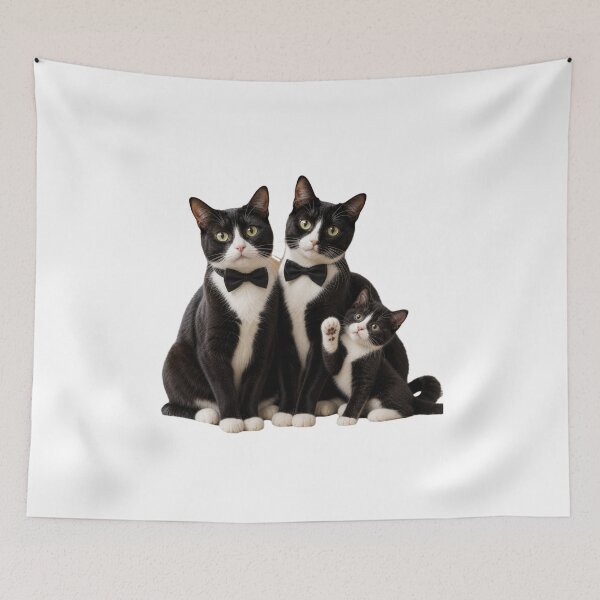 Item preview, A beautiful family of Tuxedo Cats designed and sold by GoodPlaceToShop.