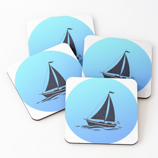 Item preview, Sailboat Silhouette on Blue Gradient designed and sold by AmbientArtCo.