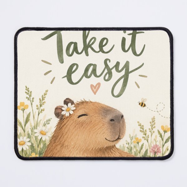 Item preview, Take It Easy Capybara Floral Art designed and sold by Willow Sky.