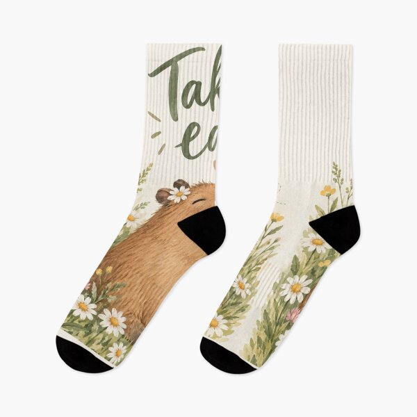 Aperçu de l'œuvre Prenez votre temps, art floral du capybara créée et vendue par Willow Sky.