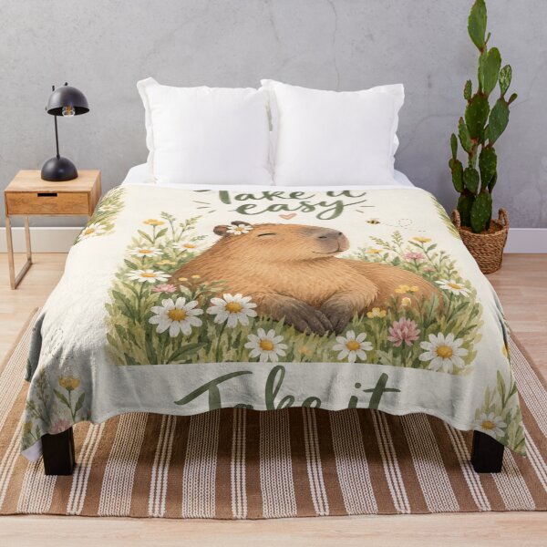 Item preview, Take It Easy Capybara Floral Art designed and sold by Willow Sky.