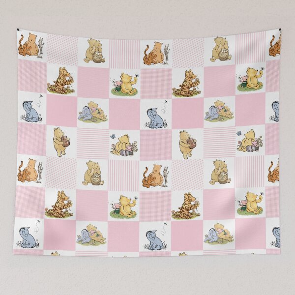 Item preview, Winnie the Pooh Classic Patchwork Cheater Quilt Baby Pink designed and sold by ColorFlowArt.