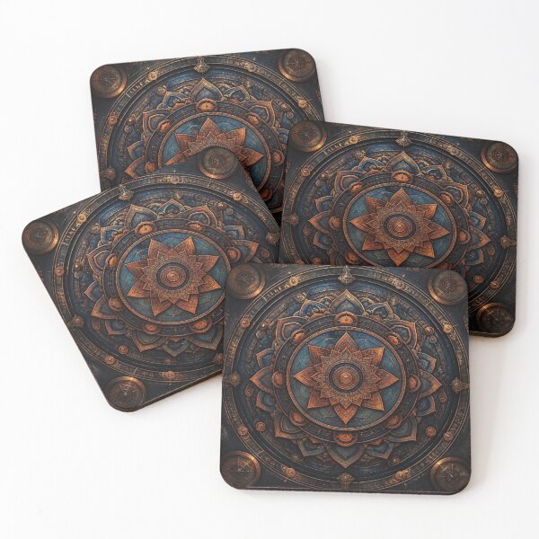 Item preview, Steampunk Mandala Copper & Blue Flower designed and sold by Bluejai Shop.