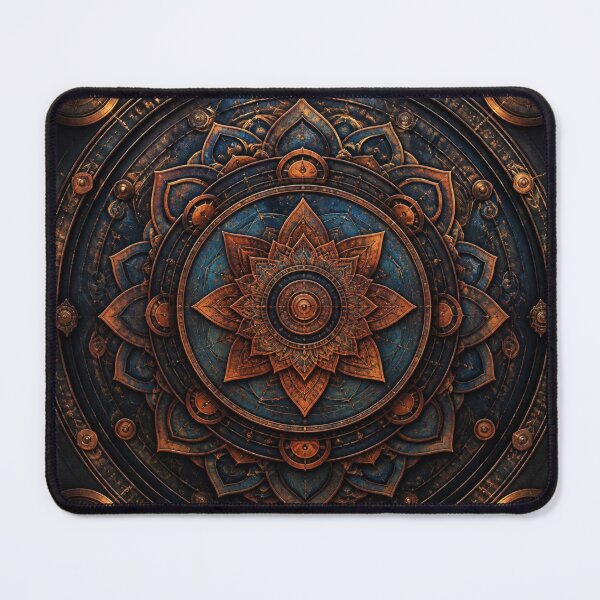 Item preview, Steampunk Mandala Copper & Blue Flower designed and sold by Bluejai Shop.