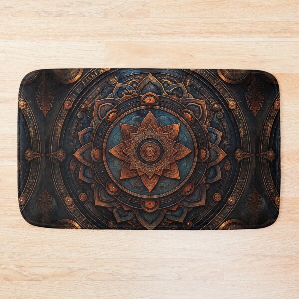 Item preview, Steampunk Mandala Copper & Blue Flower designed and sold by Bluejai Shop.