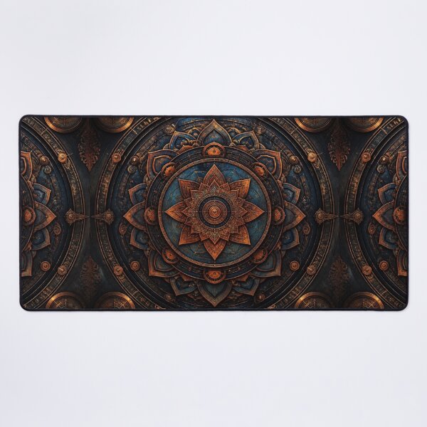Item preview, Steampunk Mandala Copper & Blue Flower designed and sold by Bluejai Shop.