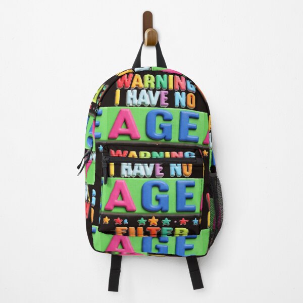 Item preview, warning I have no age filter colorful funny typographic design designed and sold by SmashingDeals.