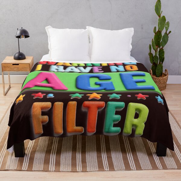 Item preview, warning I have no age filter colorful funny typographic design designed and sold by SmashingDeals.