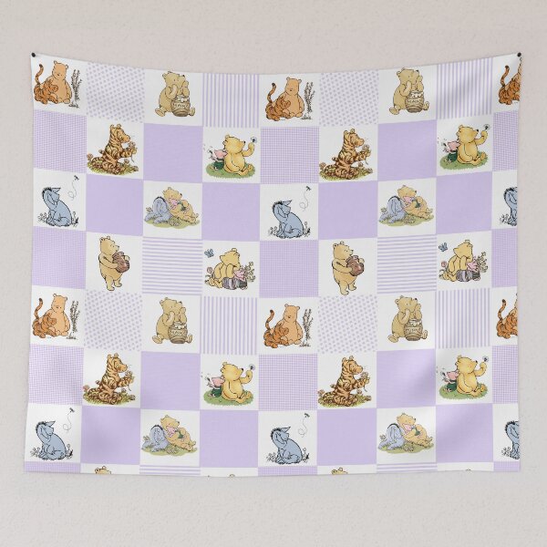 Item preview, Winnie the Pooh Classic Patchwork Cheater Quilt Lavender designed and sold by ColorFlowArt.